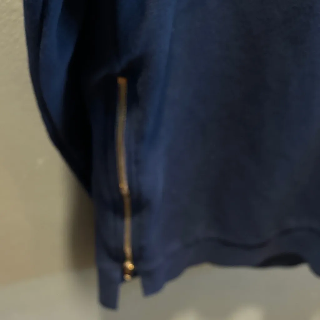 Anrabess Navy Sweatshirt with Side Zippers Blue Size M - Image 3