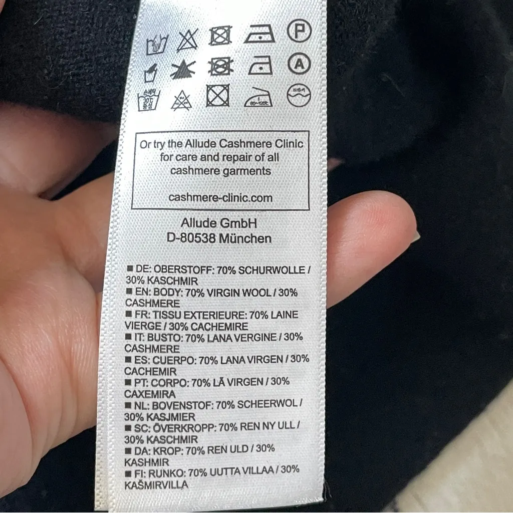 Allude Wool Cardigan virgin cashmere wrap sweater womens Black medium minimalist - Image 6