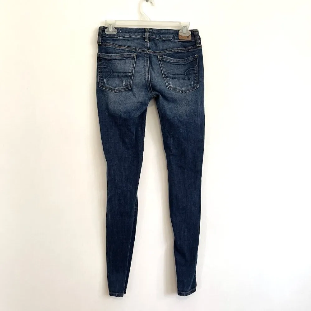 AMERICAN EAGLE AE Jegging Dark Wash Ripped Rips Distressed Jeggings Jeans 2 REG - Image 11