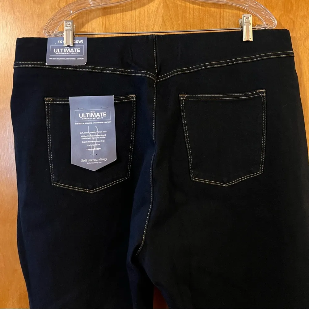 Soft Surroundings The Ultimate Braided Knot Jeans Dark Wash Pull On 1X 18W 20W - Image 4