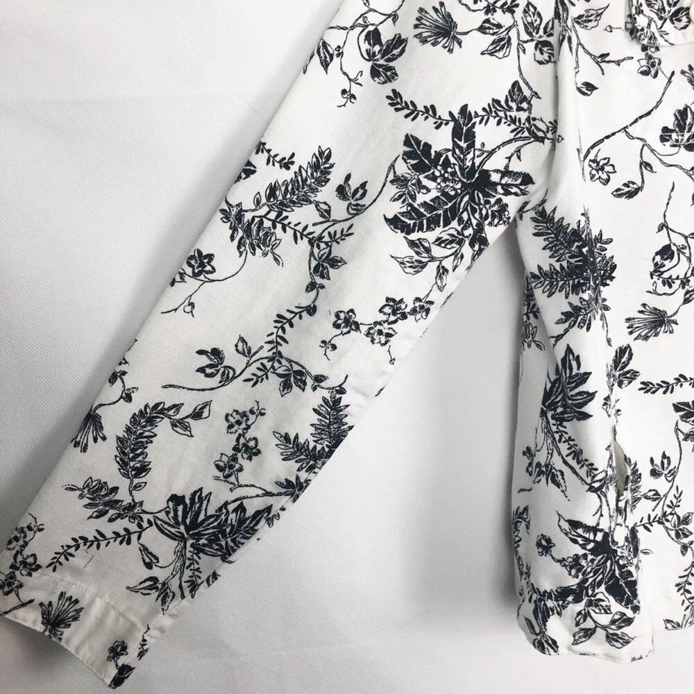 Croft & Barrow Linen Cotton Floral Jacket Womens Medium Coastal Lagenlook Career - Image 5