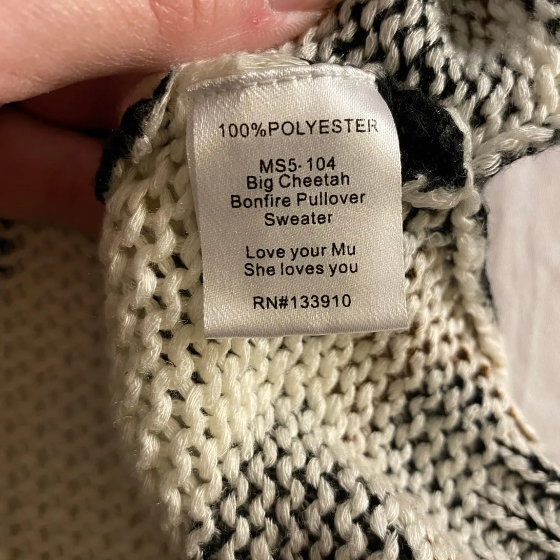 Mumu Mellow Boho Leopard Print Knit Pullover Sweater  M - Image 4