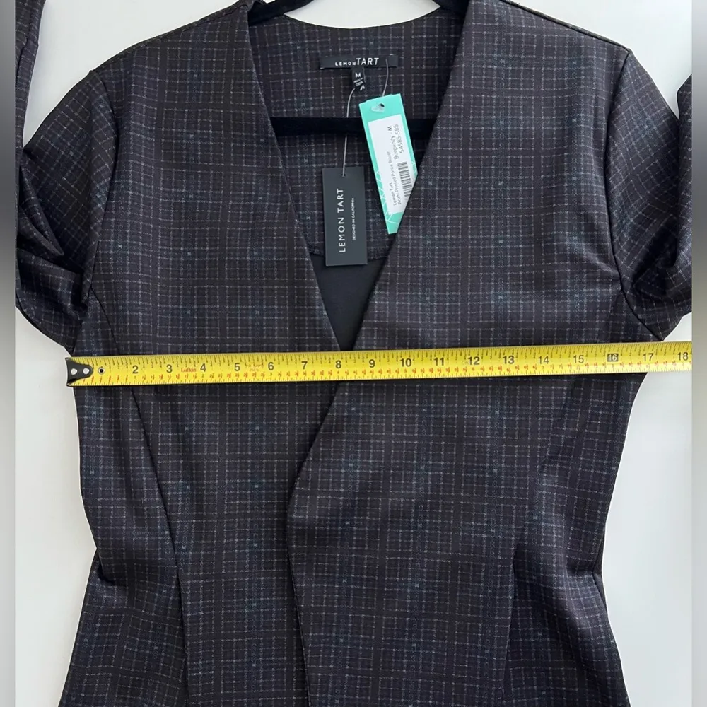 Stitch Fix Lemon Tart women Anahi Printed Ponte Blazer Burgundy M office plaid - Image 5