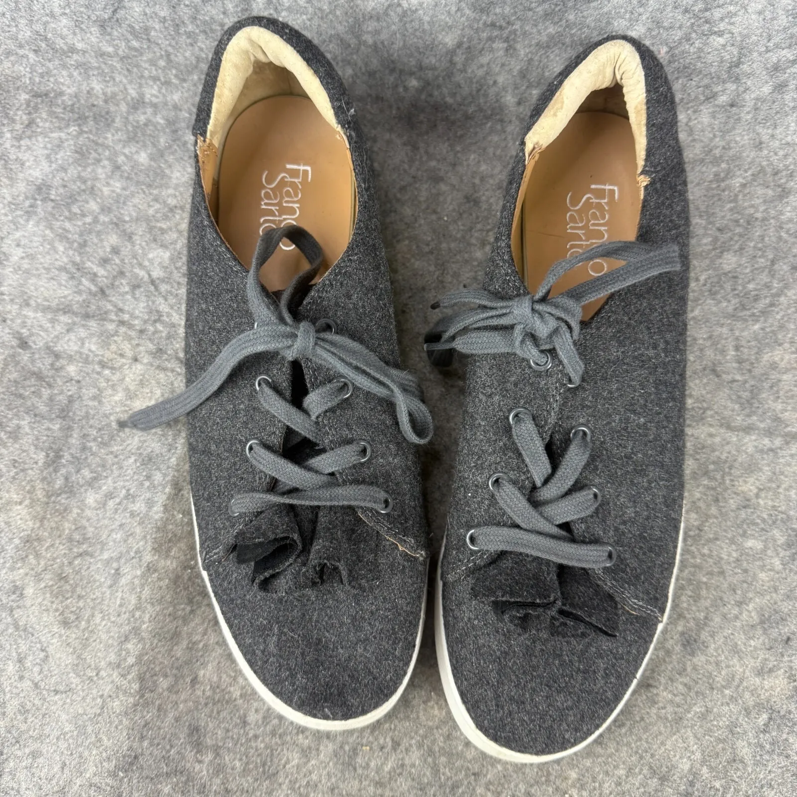 Franco Sarto Shoes‎ 9 Stephanie Casual Sneakers Gray Round Toe Ruffle Lace Up - Image 4