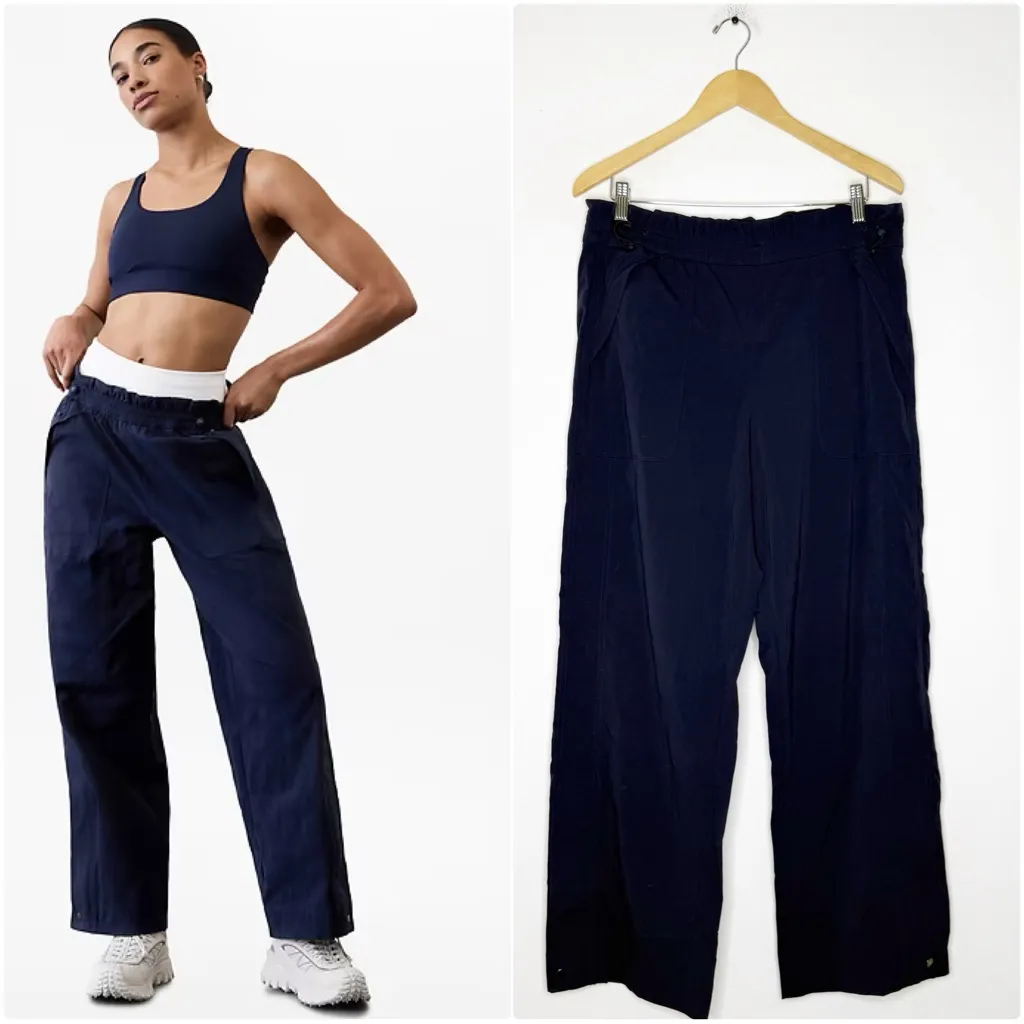Athleta Trekkie High Rise Parachute Pants Women’s 14 Navy - Image 2
