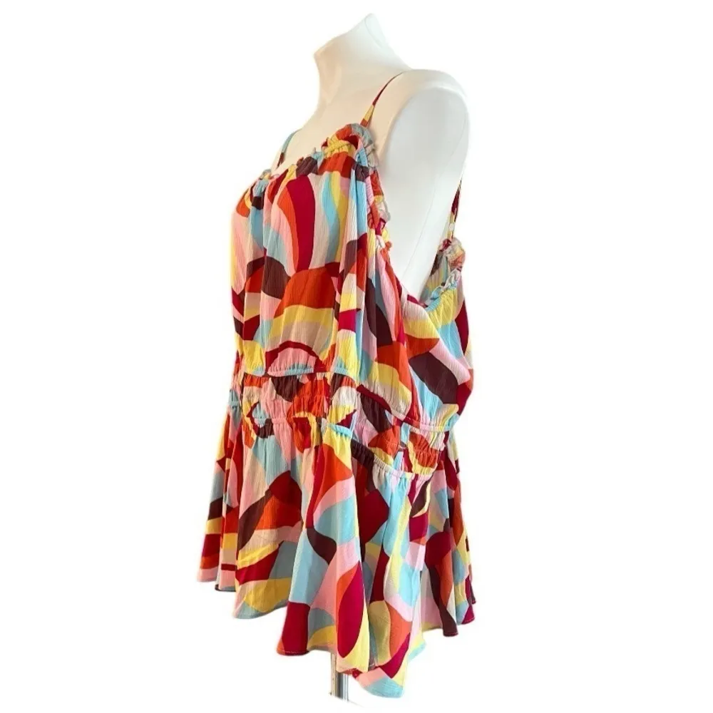 TORRID Sleeveless Peplum Baby Doll Geometric Print Top Size 5 NEW - Image 4