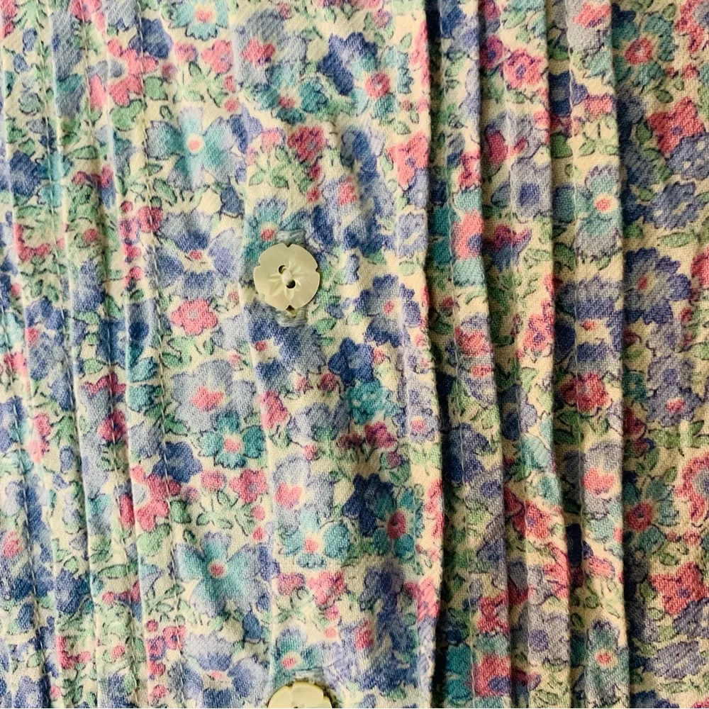 Nantucket Designs Vintage Floral Drop Waist Long Sleeve Dress Blue Size XS - Image 10