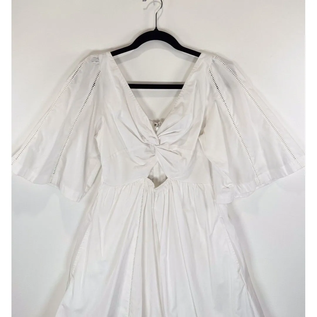 Abercrombie Fitch Dress White Mini V Neck Cutout Poplin Coastal Cowgirl Small - Image 7