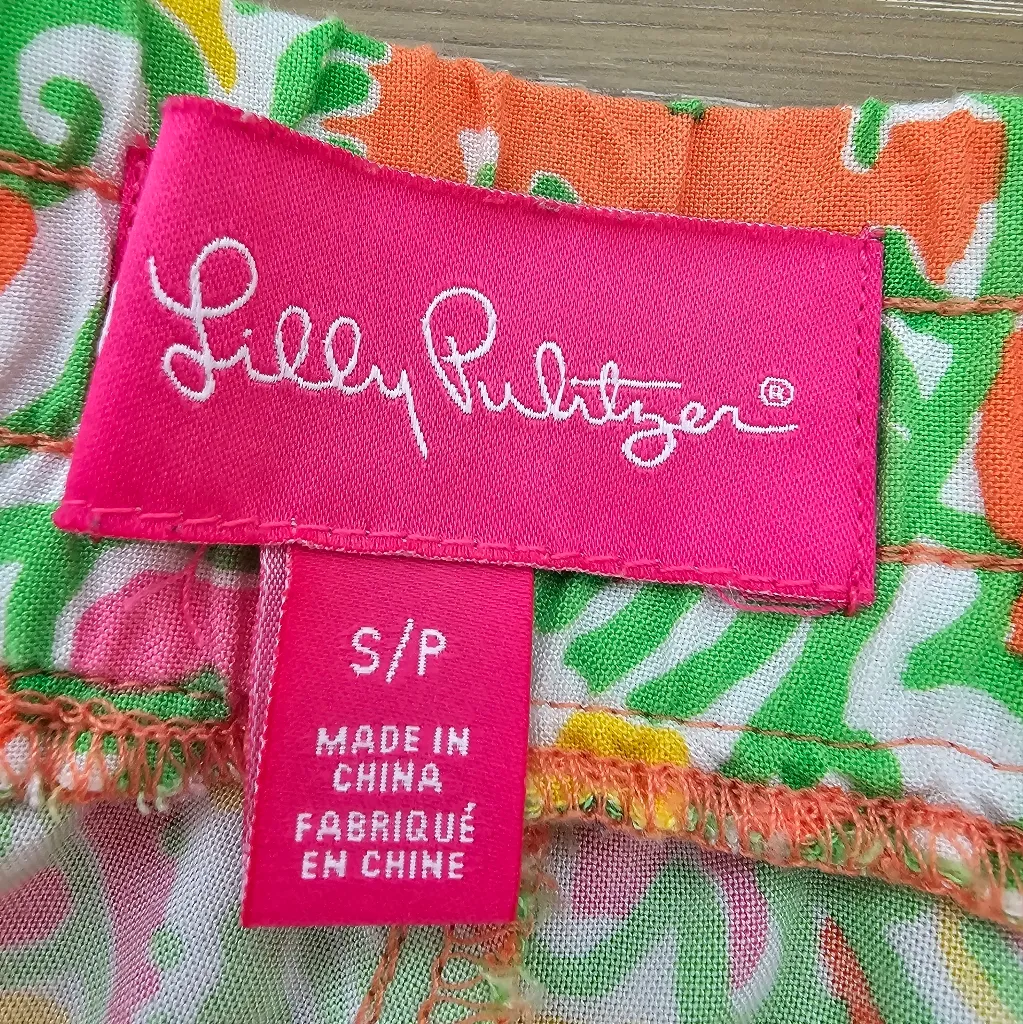 Lilly Pulitzer for Target Happy Place Yellow Orange Challis Pompom Shorts Size S - Image 4