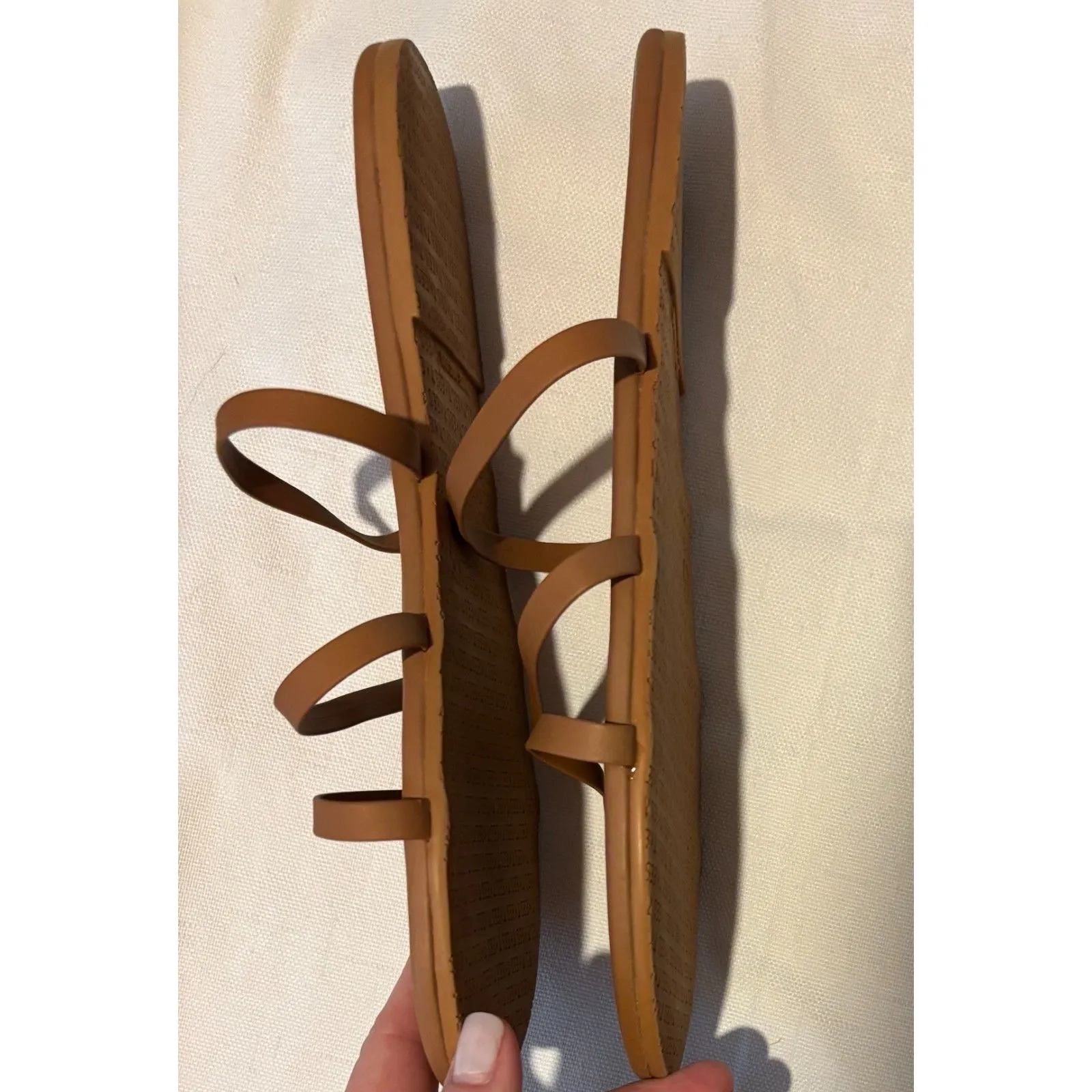 Tkees Womens Emma Leather Strappy Slide Sandals Tan Sz. 8 Arch Support - Image 9