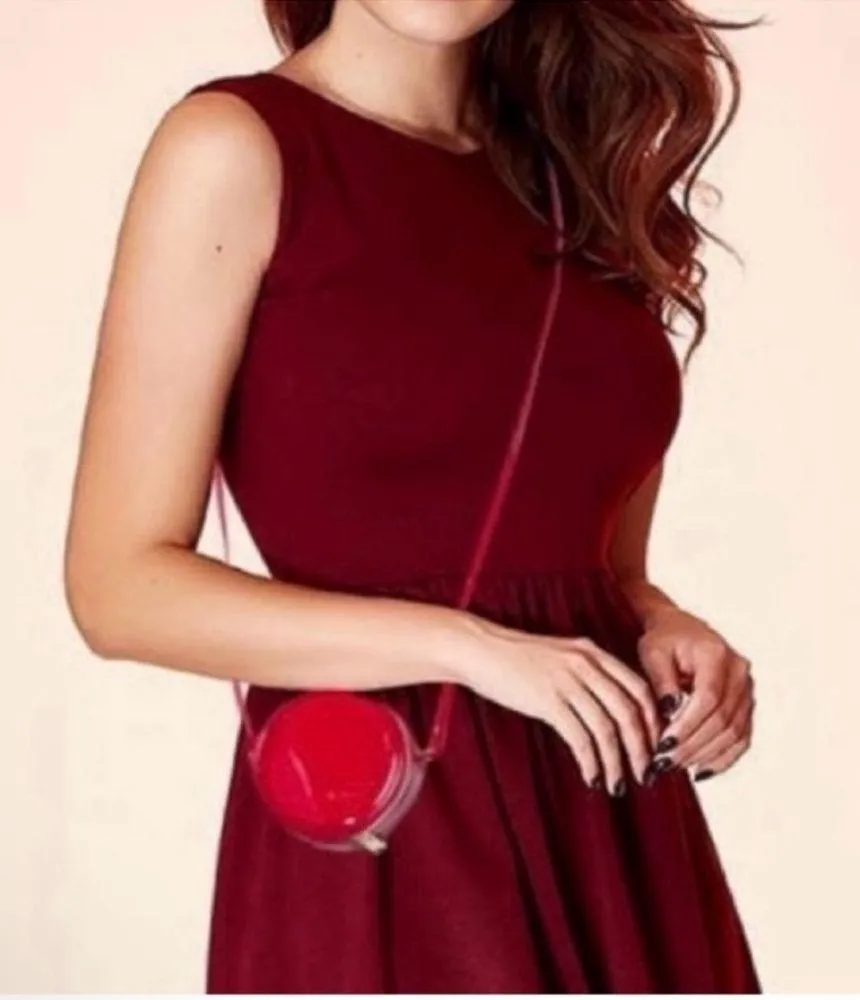 NWT MARC JACOBS Mini 4" Red Patent Leather Crossbody Round Circle Canteen Bag - Image 7