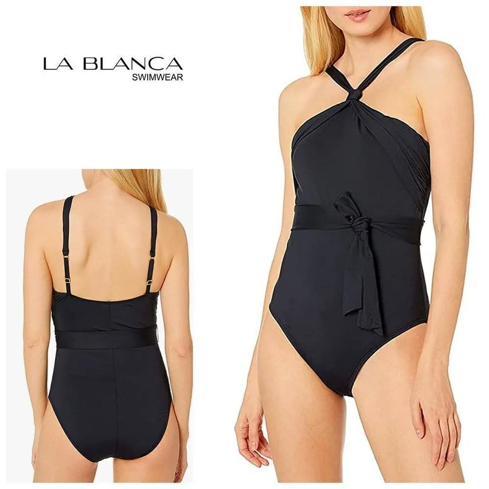 New. La Blanca black swimsuit with tie. Retails $149. Size 14 - Image 2