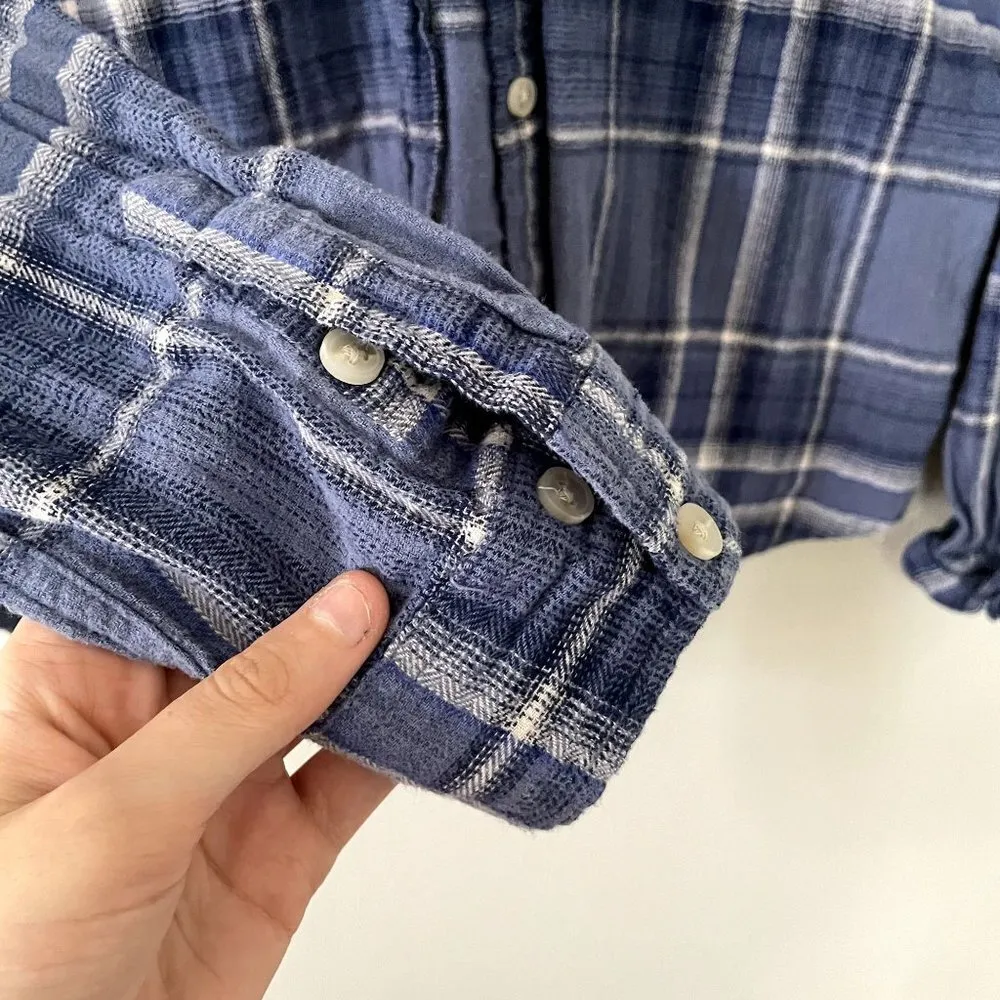 Universal Thread blue checkered long sleeved button down shirt cotton casual - Image 4