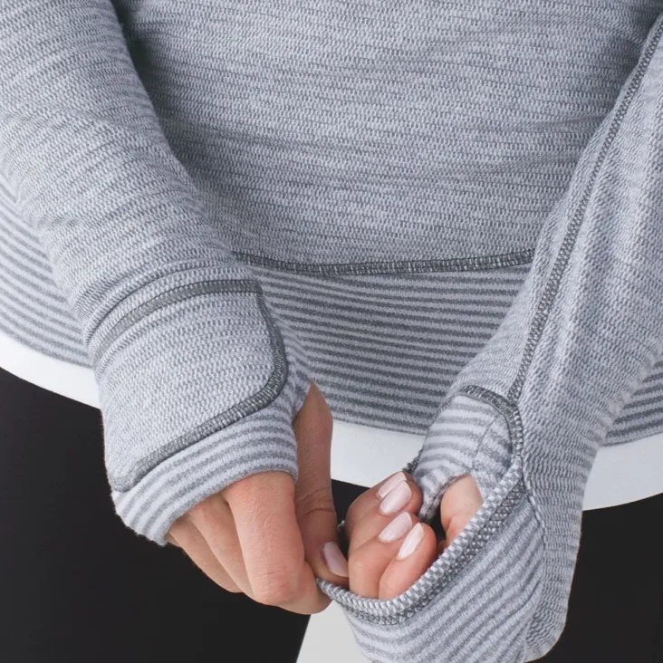 LululemonThink Fast Pullover Mini Check Pique White Heathered Slate / White - Image 11