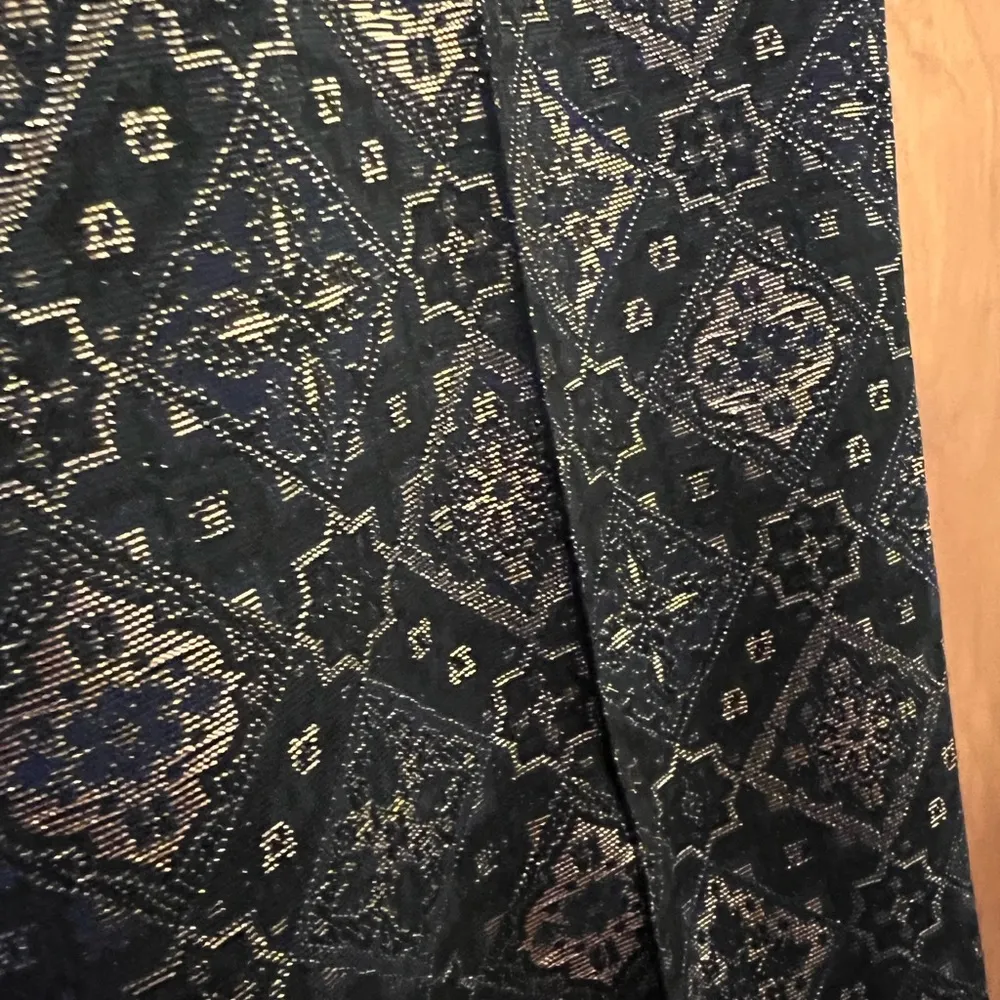 Lafayette 148 New York Metallic Trouser Pants Party Geometric Black Gold Size 4 - Image 5