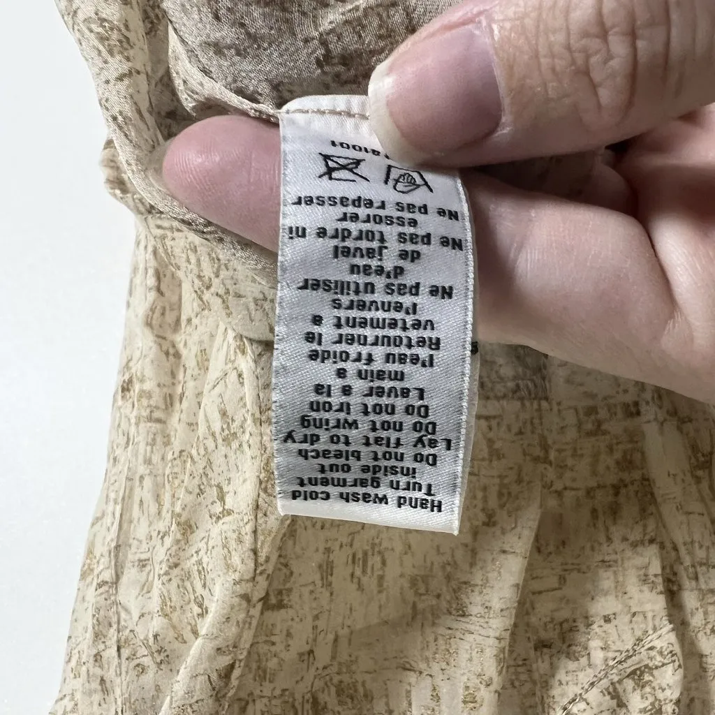 Diane von Furstenberg Beige Brown Sheer Shirt Blouse 100% Silk‎ Sz 4 Designer - Image 7