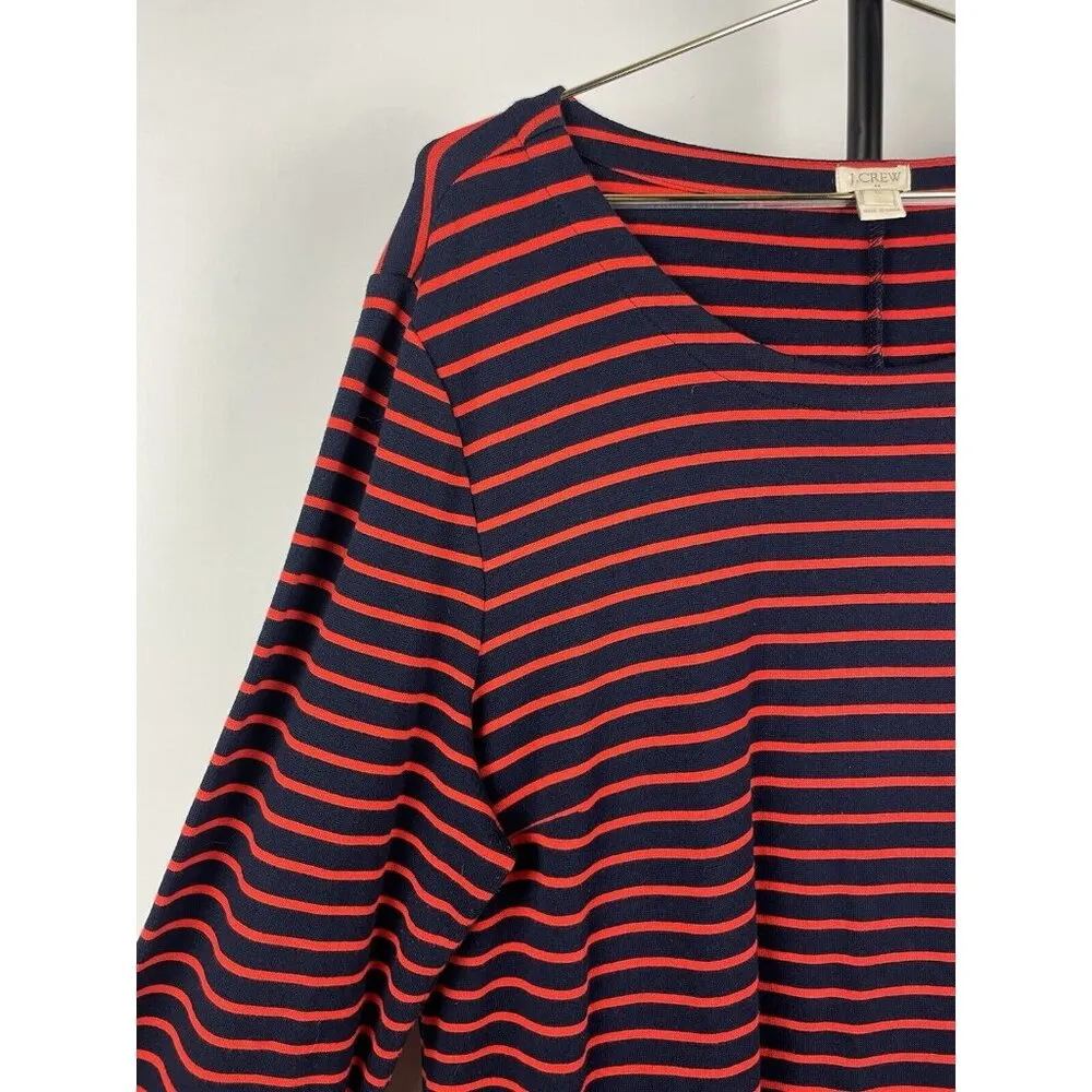 J. Crew Factory‎ Red Blue Stripe Maritime Nautical Long Sleeve Dress Size XL - Image 3