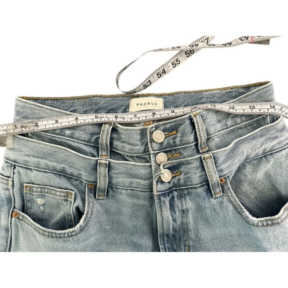 Pacsun Eco Medium Indigo Double Waistband Mid Rise Baggy Jeans Size 26 - Image 5