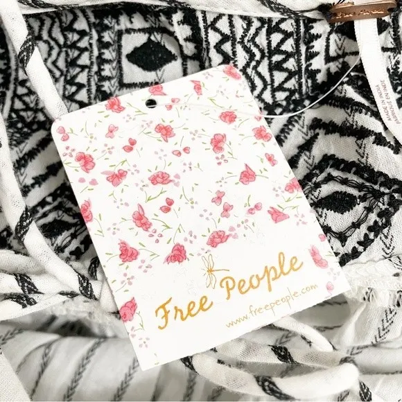 NWT Free People Lola Embroidered Black & White Oversized Mini Dress Size XS NEW - Image 13