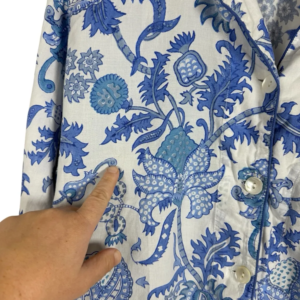 Roller Rabbit Women’s Amanda Printed Loungewear Top in Blue/White Size M - Image 6