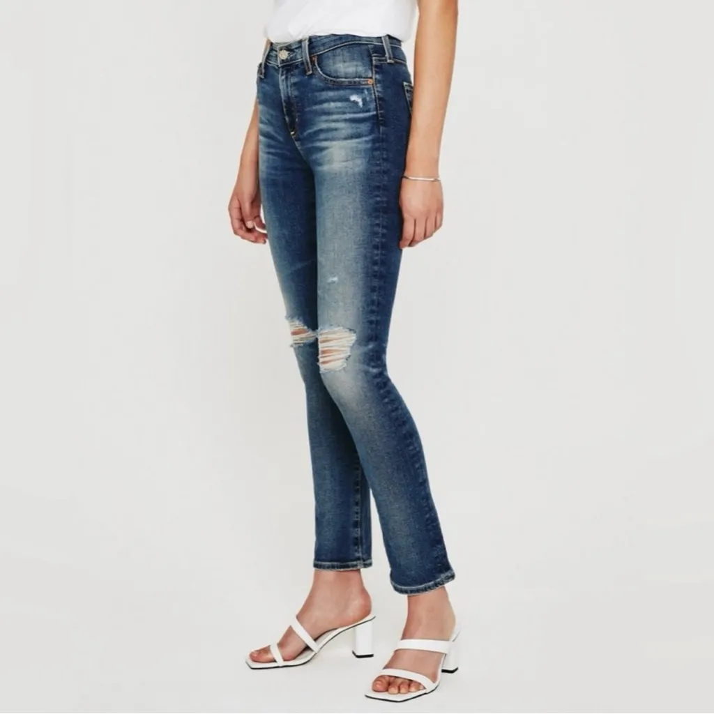 Ag AG-ED Mari Crop High Rise Straight Distressed Jeans Size 28 - Image 2
