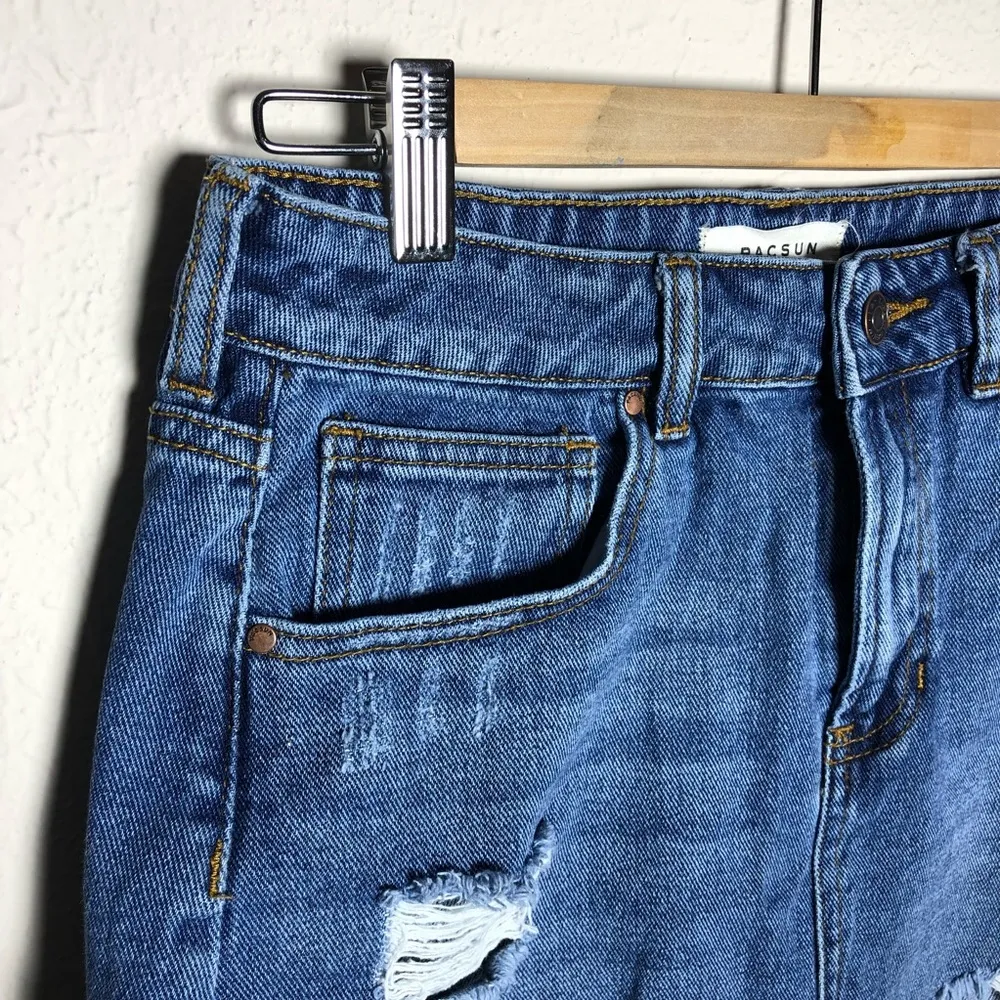 Pac Sun Denim Distressed Medium Wash Skirt - Image 5