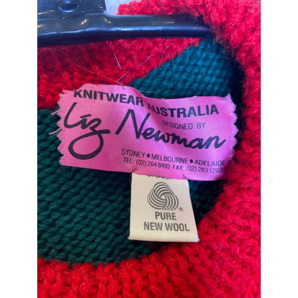 Vintage Australian Animals Wool Sweater Sz Lg Koala Kangaroo Red Warm Women’s - Image 4