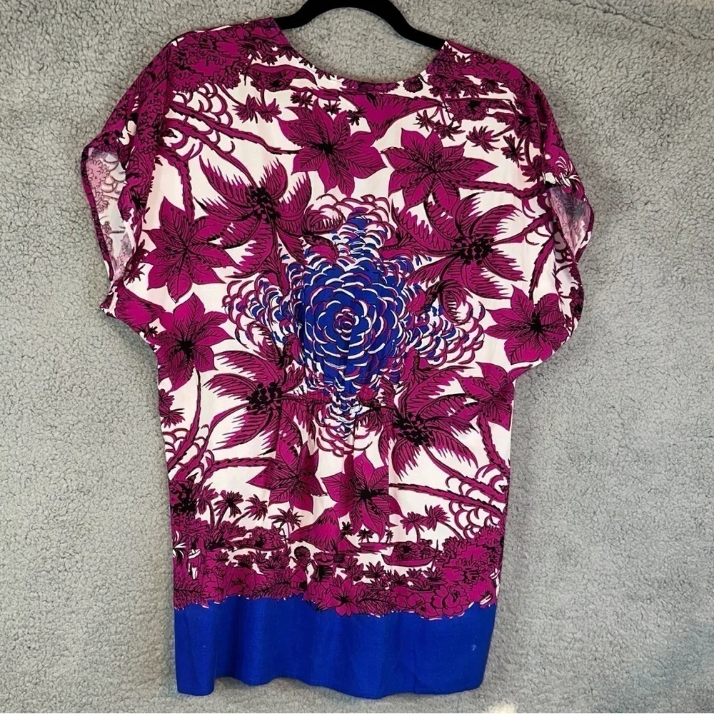 CAbi #193 Floral White Pink Front Tie Tunic Blouse - Image 6