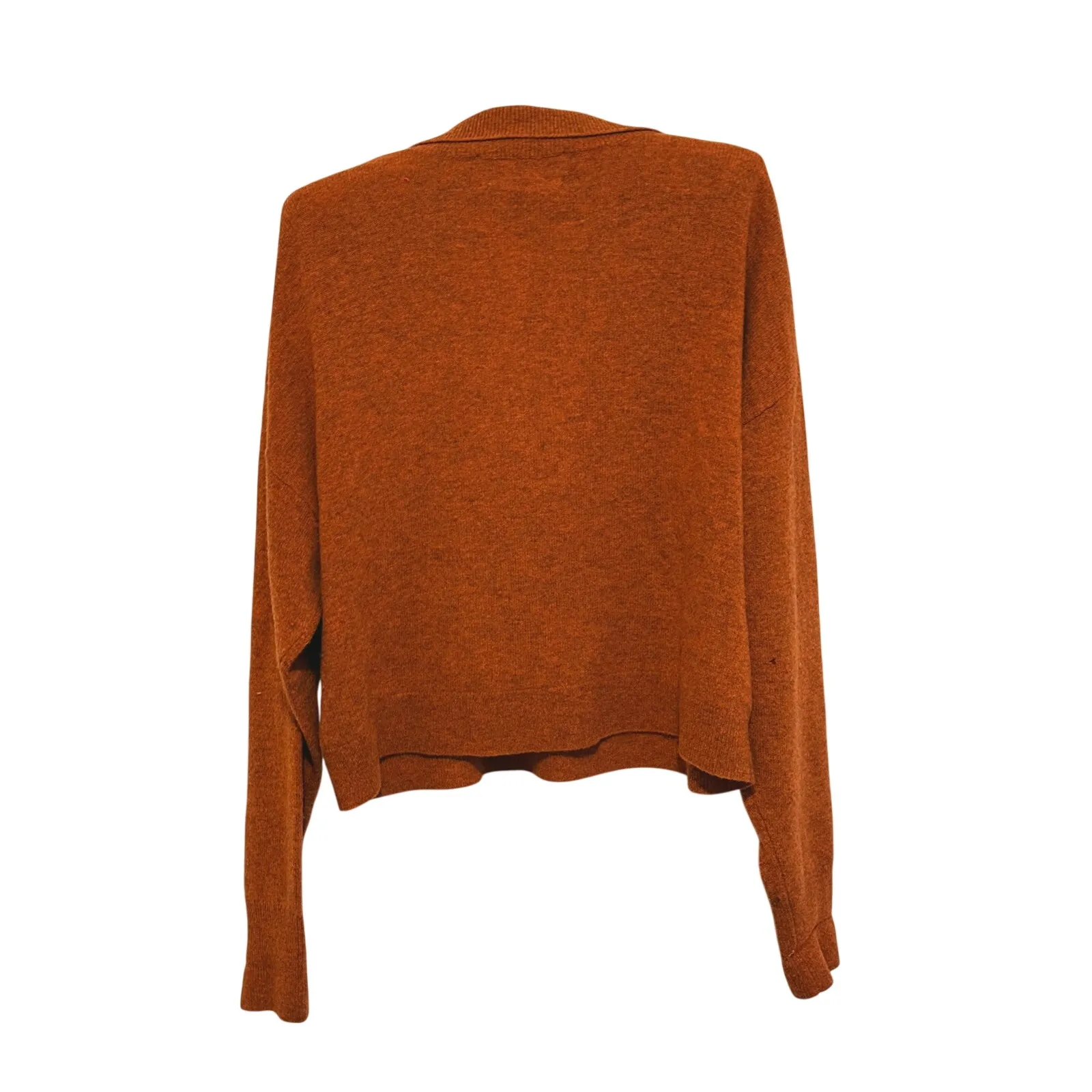 REMAIN Birger Christensen Quiet Luxury Wool Polo Jumper 8 Rust Brown Minimalist - Image 4
