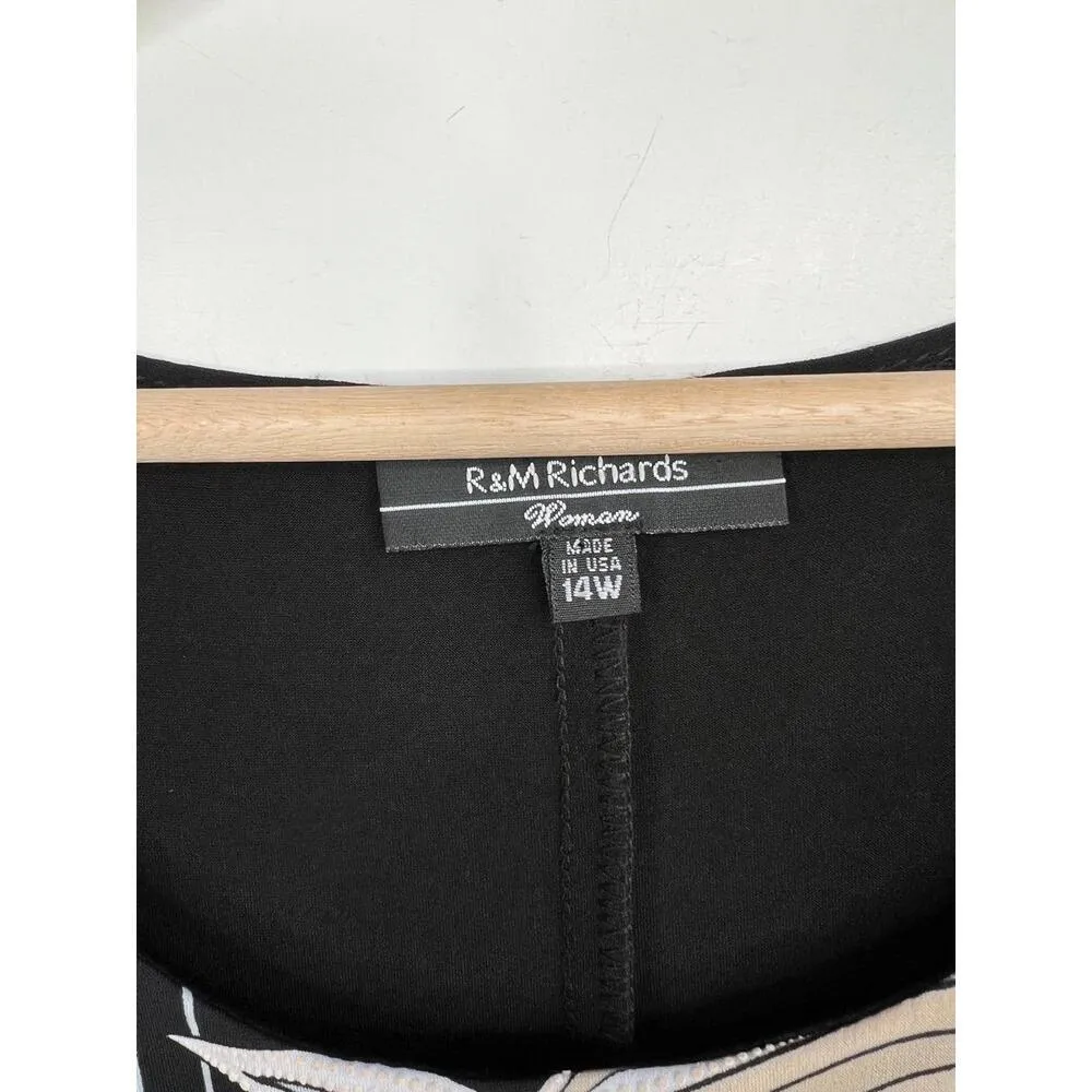 R&M Richards Black Pendant Attached Necklace Shift Dress Plus Size 14W - Image 5