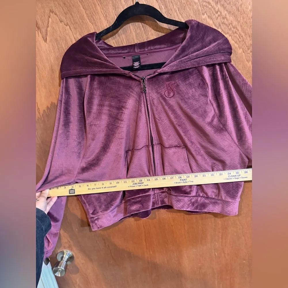 Victorias Secret Purple Velour Shine‎ Hooded Zip Jacket size XXL - Image 9