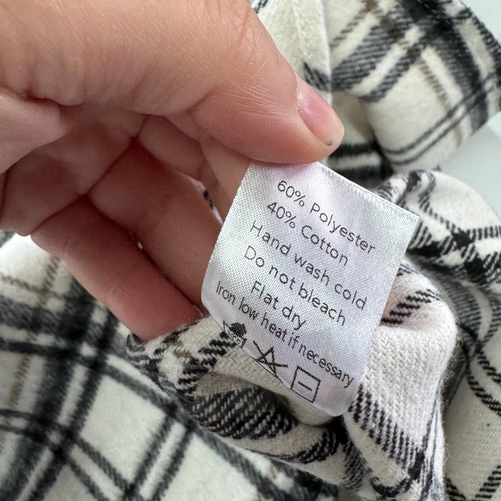 NINEXIS Shacket Womens Medium Ivory Plaid Flannel Long Sleeve Button Down Shirt White - Image 6