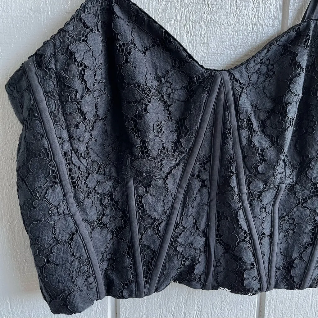 Express Cropped Corset Bustier Top Size 12 Black Lace Fairy Goth Witchy - Image 2