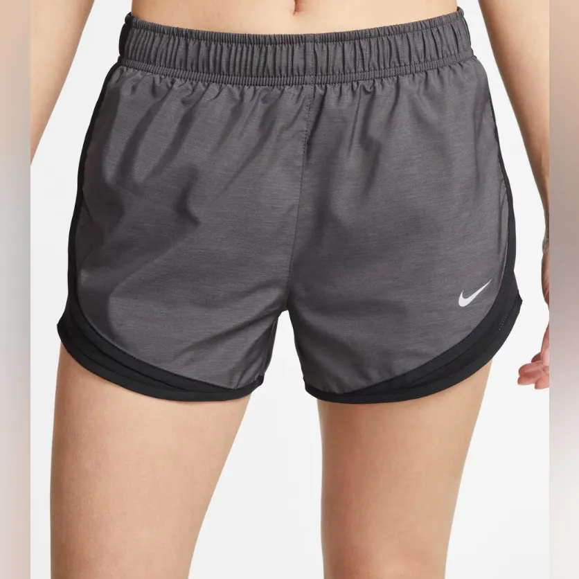 Nike Women's DRI-FIT Tempo Running Shorts Heather Gray Blk Size S - Image 3
