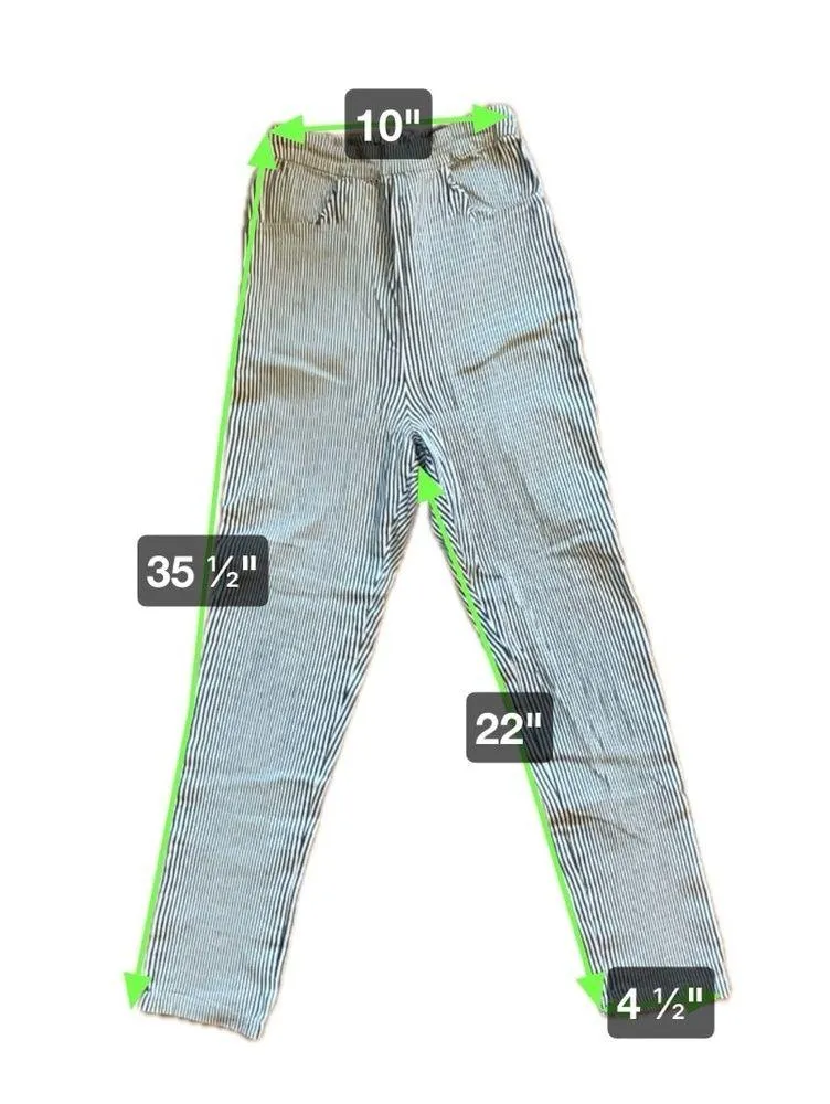 Collectif Navy White Vertical Stripe Skinny High Waist Pants Women’s Size XS - Image 5