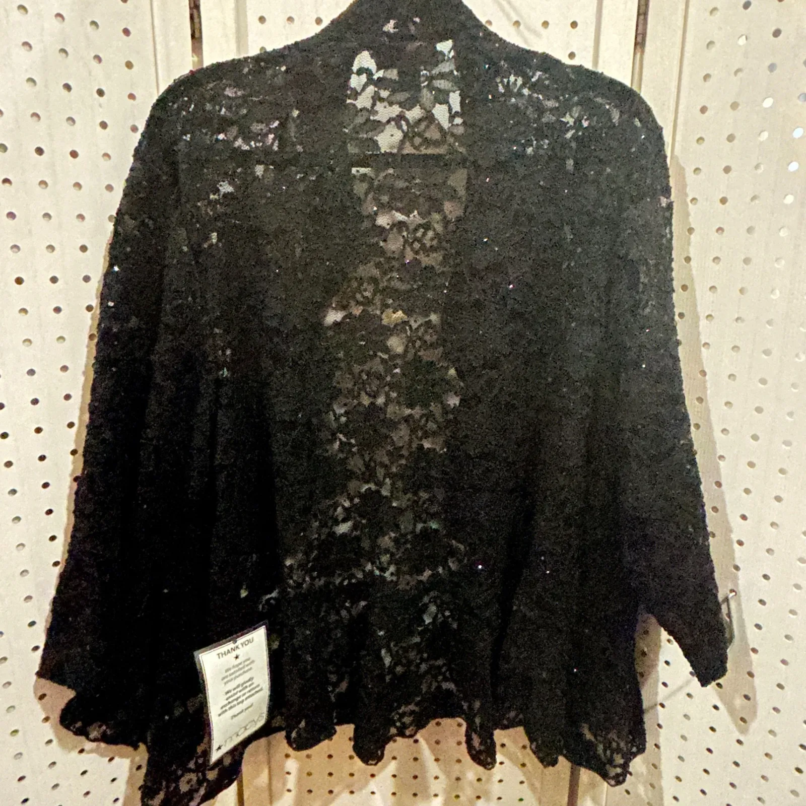 Connected Apparel Black Lace Open Front Cardigan Shrug Plus Size 3X - Image 2