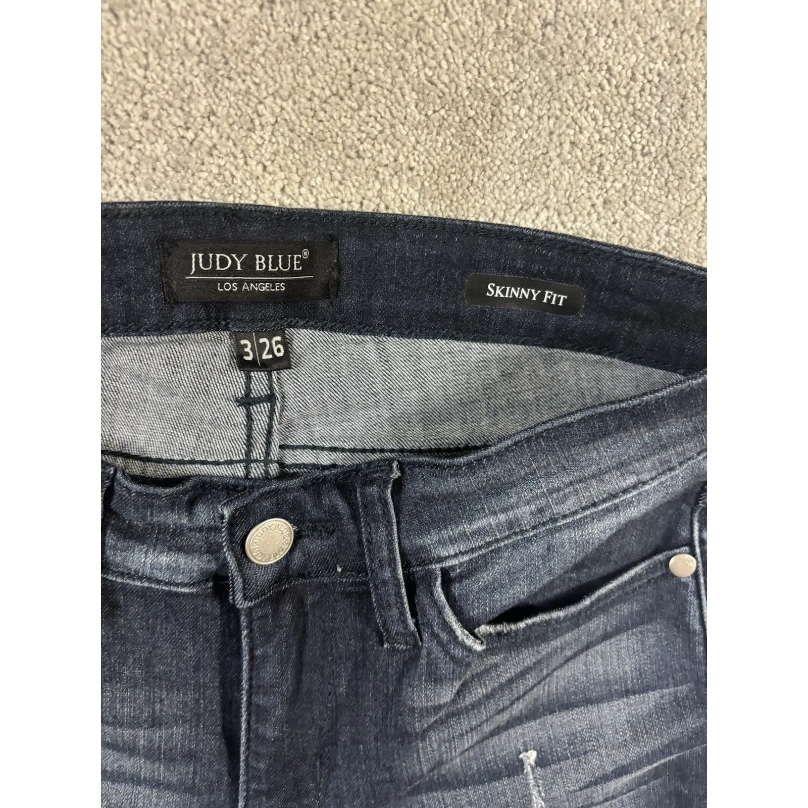Judy Blue‎ Skinny Fit Bandana Cut Outs Size 3/26 Dark Wash - Image 4