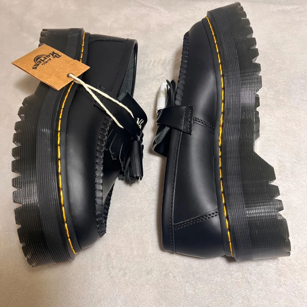 Dr Martens Leather Platform Tassel Loafers Black Smooth Unisex  Size 8W-7M - Image 10