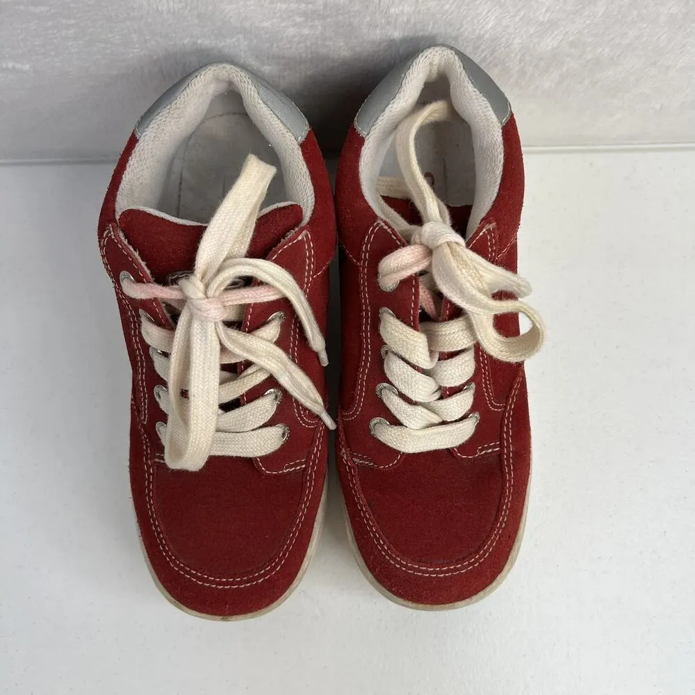 Y2K Candie’s 6 Red Platform Chunky Heel Sneakers Shoes Suede Grunge Punk Retro - Image 6