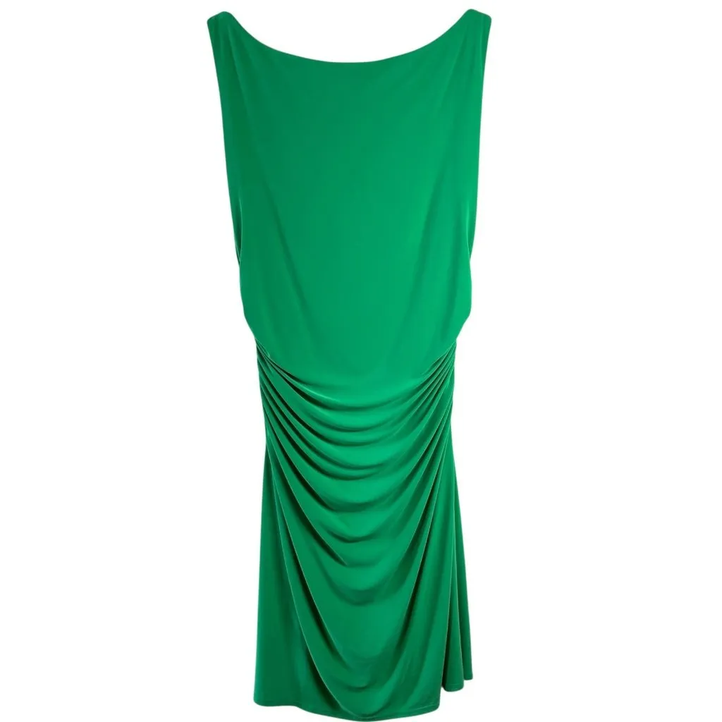 Ralph Lauren Kelly Green Draped Ruched Jersey Sheath Dress Size 12 - Image 4