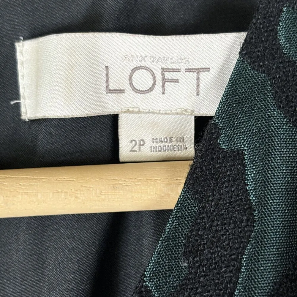 Ann Taylor Loft Women's Dress  Sz 2P Green Leopard Print Fit Flare Party Mini - Image 4