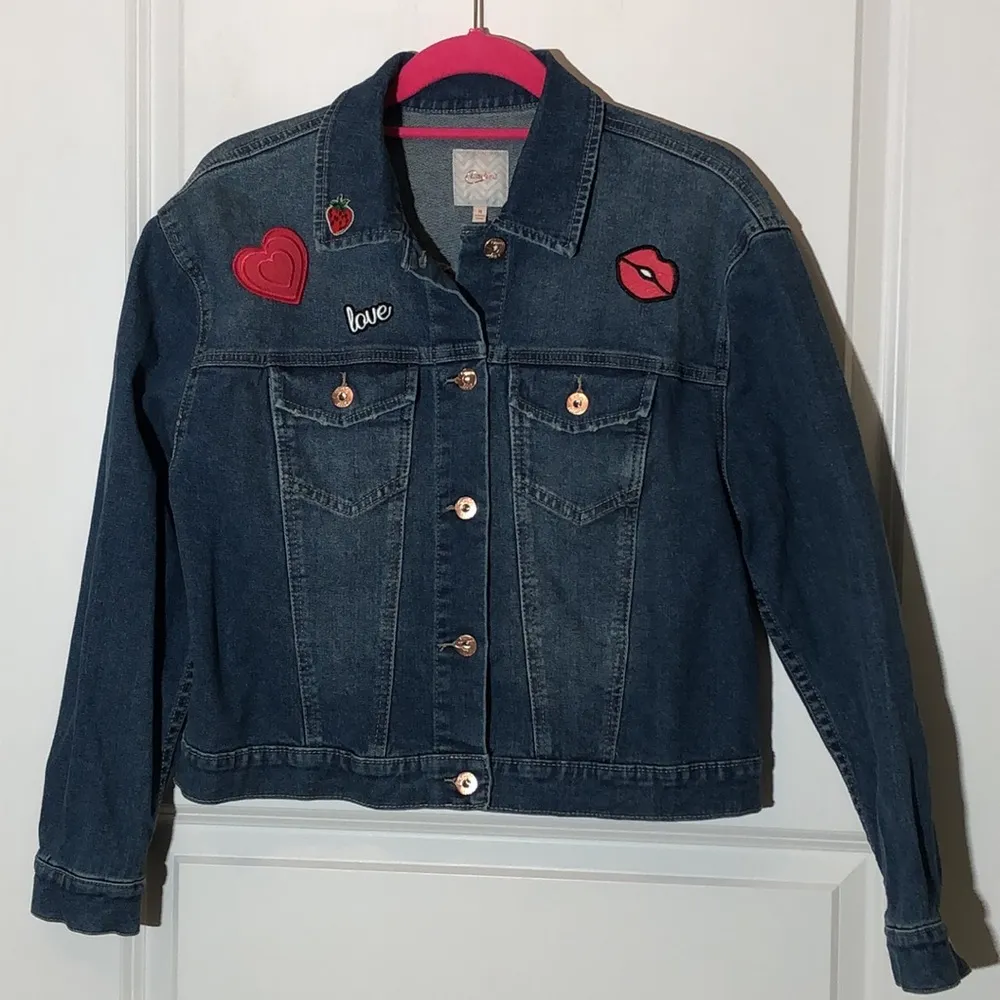 Candie’s Denim Crop Jacket Rose Gold Buttons Medium - Image 3