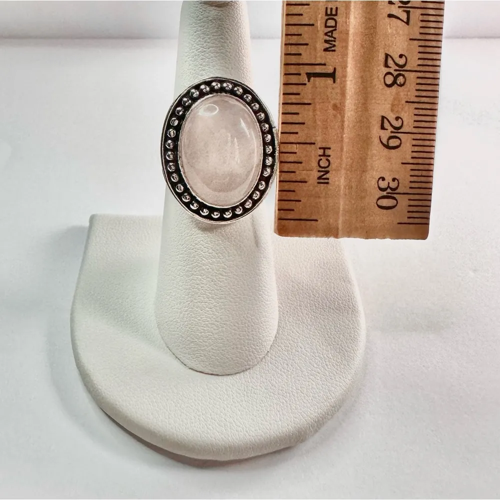 ROSE Quartz Genuine Stone 925 Sterling Silver Ring Pink - Image 6