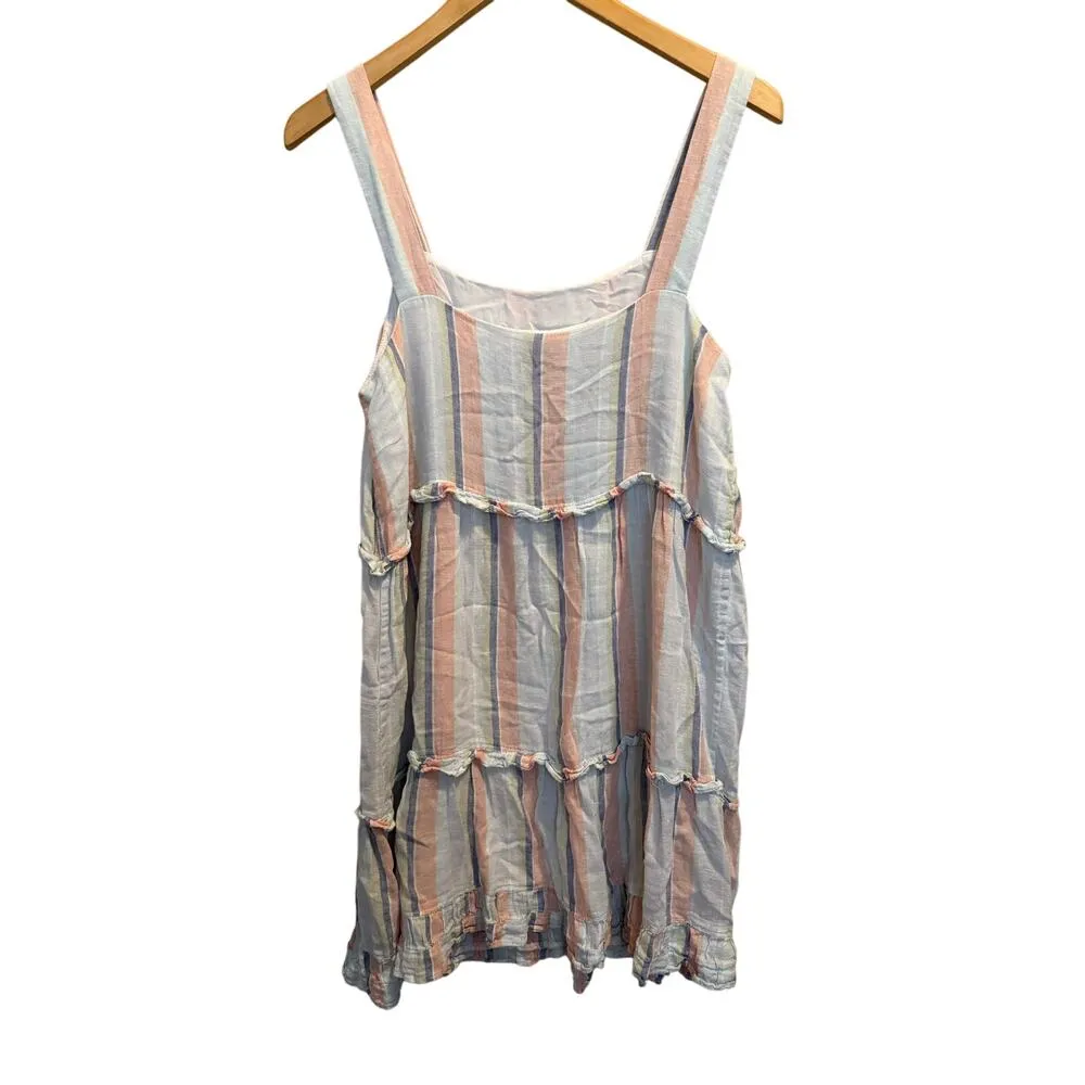 Rails Sandy Linen Blend Ruffle Mini Summer Sundress Women’s Sz L Biarritz Stripe - Image 6