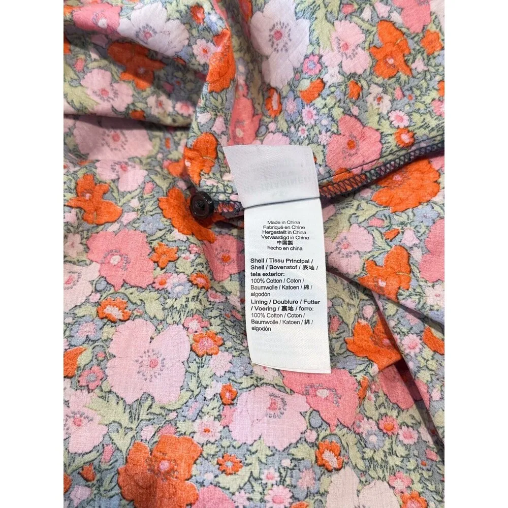 J Crew Dress Orange Liberty Meadow Song Mini Floral Puffed Babydoll Boho Size 12 Pink - Image 12