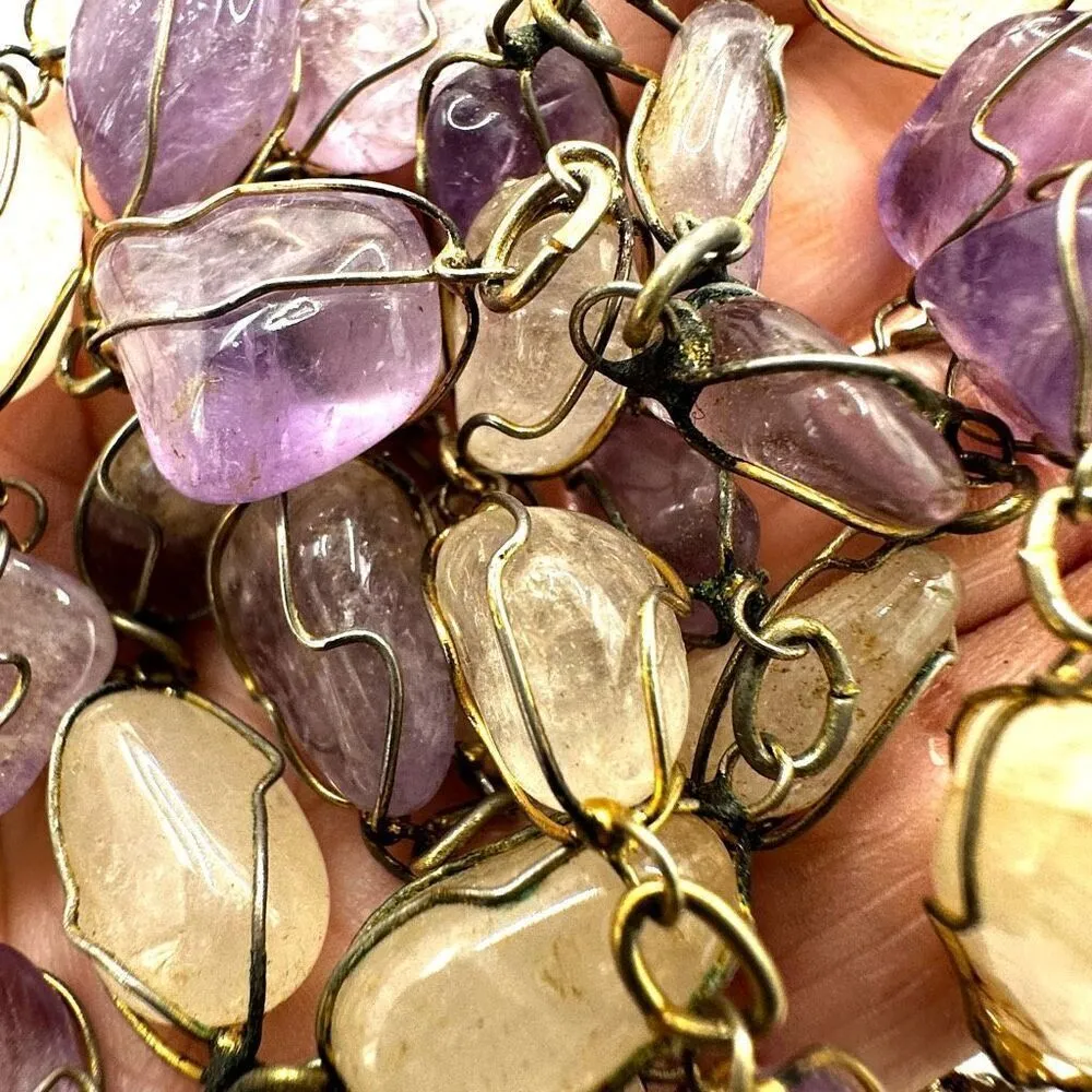 Amethyst and ametrine caged wire wrapped necklace Purple - Image 10