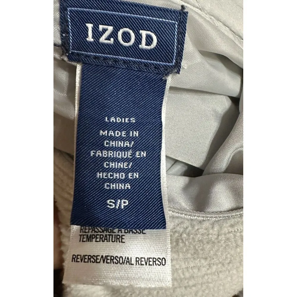 Izod Puffer Vest Reversible Zip Up Fleece  Lightweight Grayish‎ White Vest Sz S - Image 8