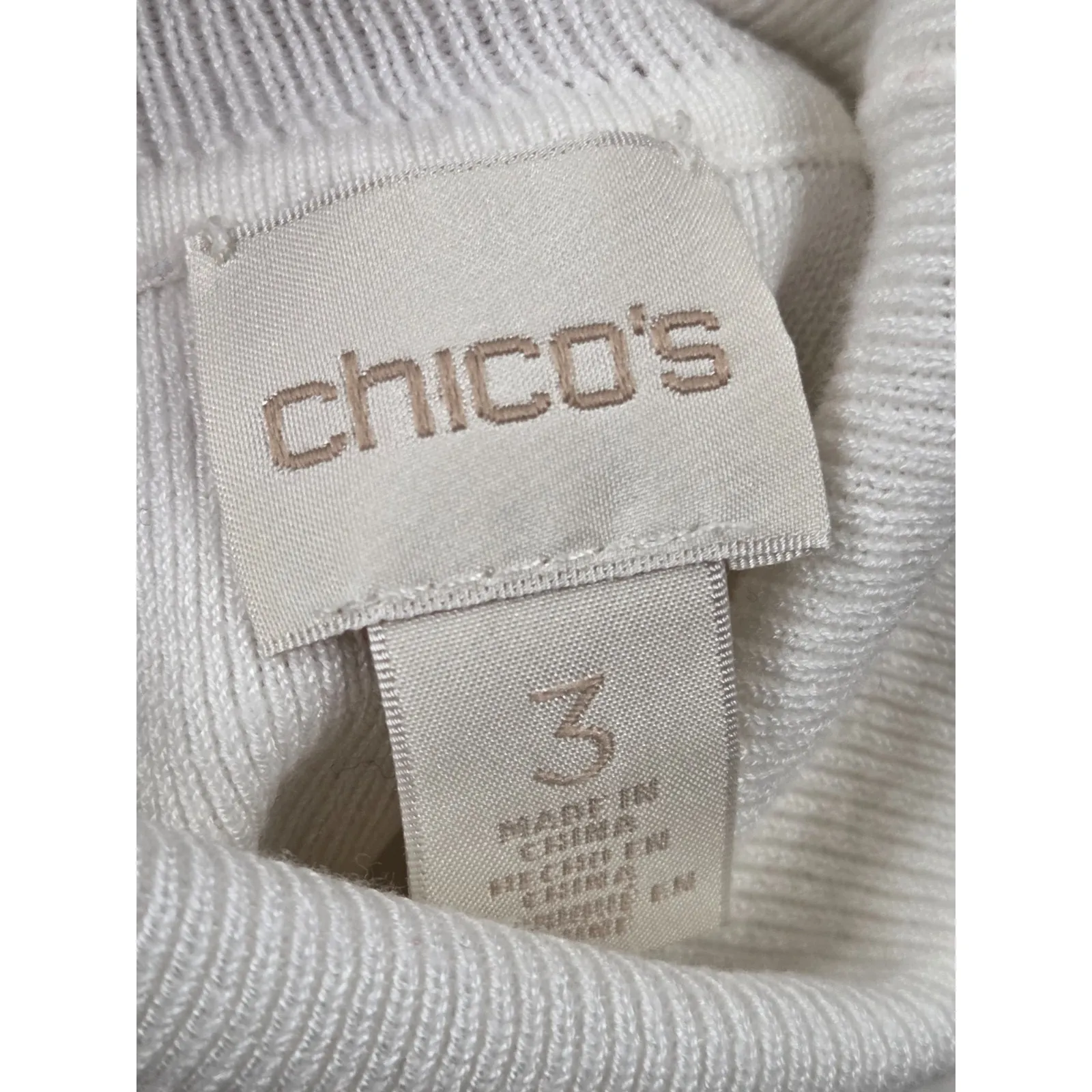 Chico's Ivory Turtleneck Thin Stretch Pullover Sweater Size 3 - XL 16/18 - Image 3