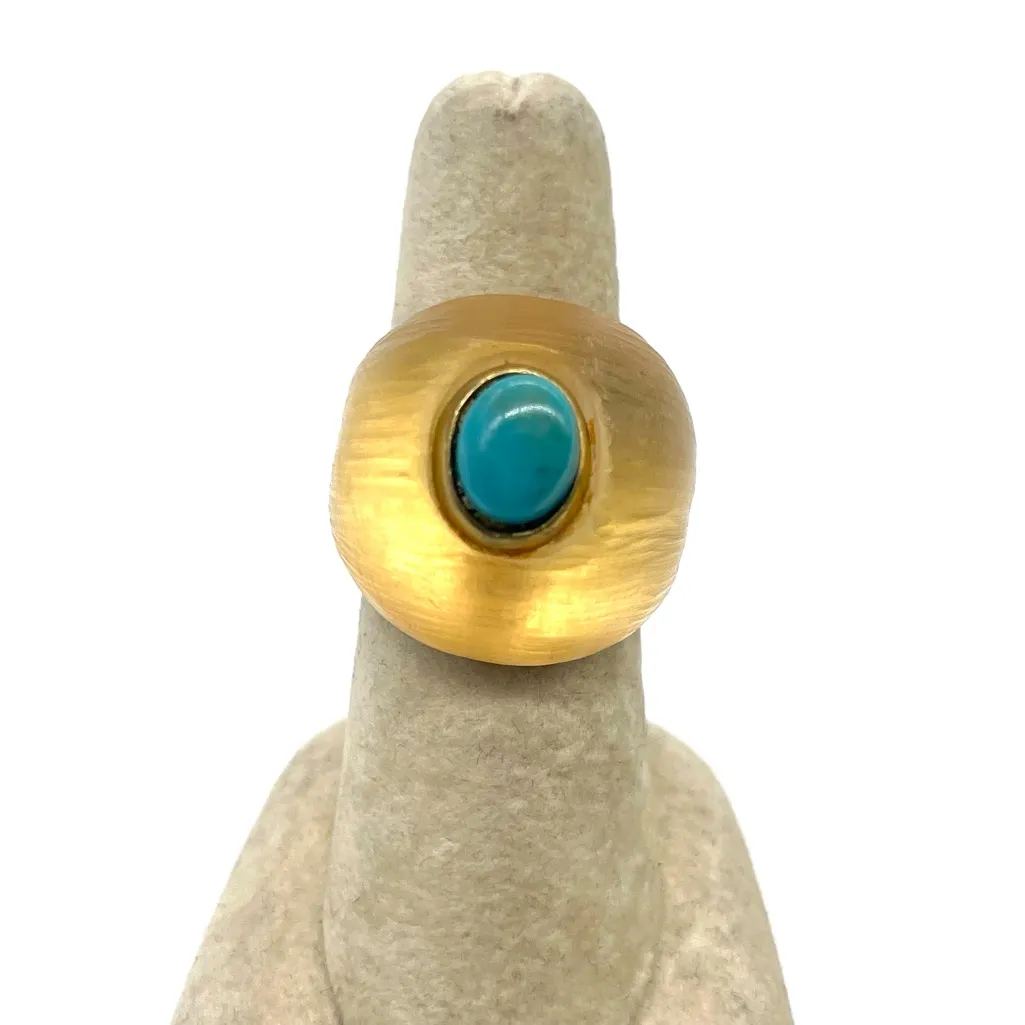 Resin with Turquoise Stone Ring Size 7 Gold - Image 2