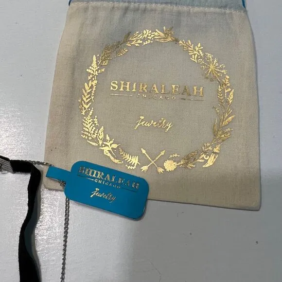 Shirahleah Chicago Velvet Choker Necklace with Turquoise Stone & Triangle Charms - Image 3